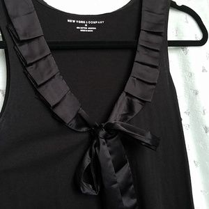 Black New York & Company Tank with Ruffle Neckline